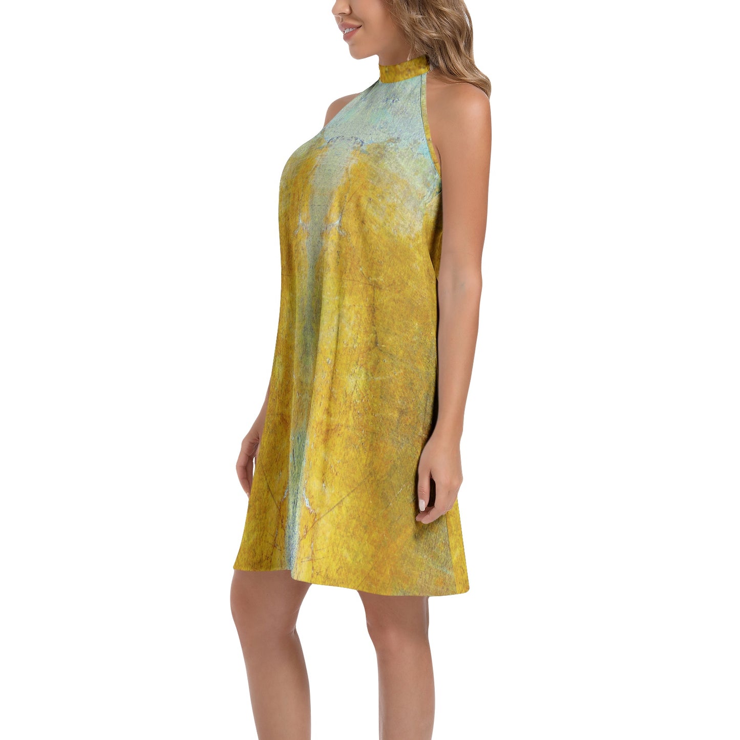 Tie Back Halter Neck Flared Dress (Abstract Chic collection)