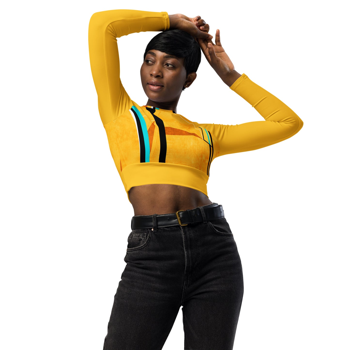 Recycled long-sleeve crop top (Abstract Chic collection)