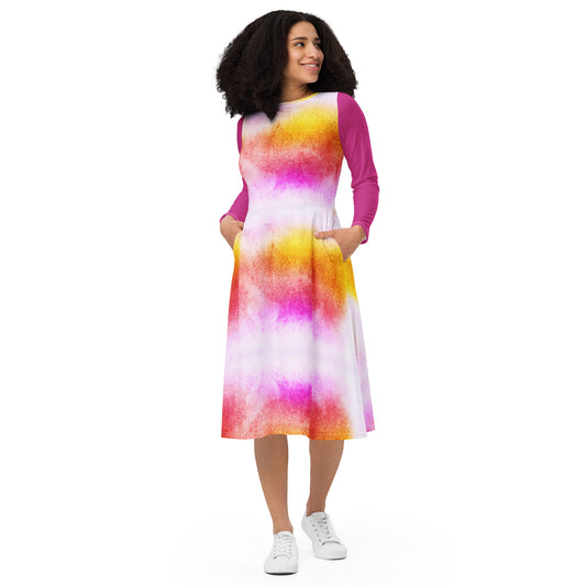 Long Sleeve Midi Dress (Abstract Chic collection)