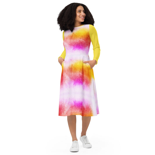 Long Sleeve Midi Dress (Abstract Chic collection)