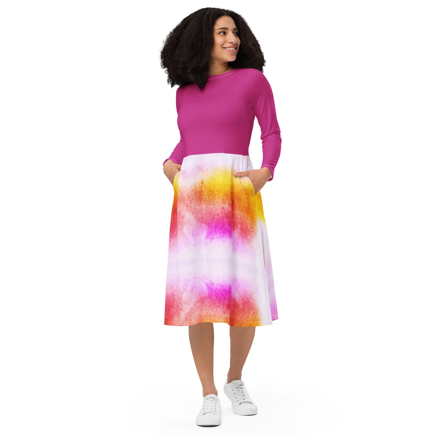 Long Sleeve Midi Dress (Abstract Chic collection)