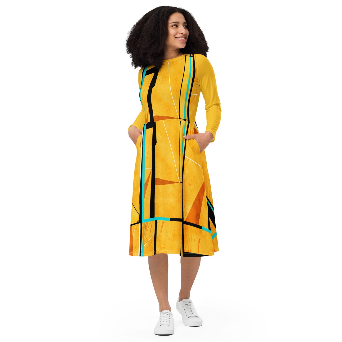 Long Sleeve Midi Dress (Abstract Chic collection)