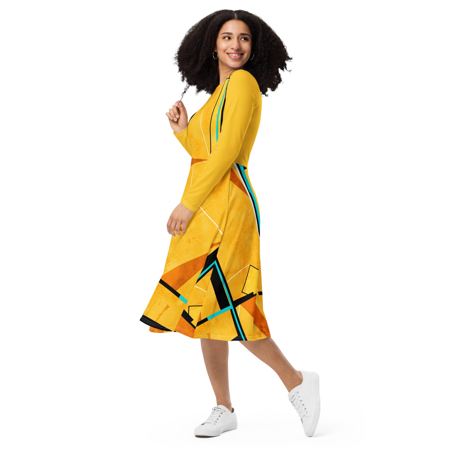 Long Sleeve Midi Dress (Abstract Chic collection)