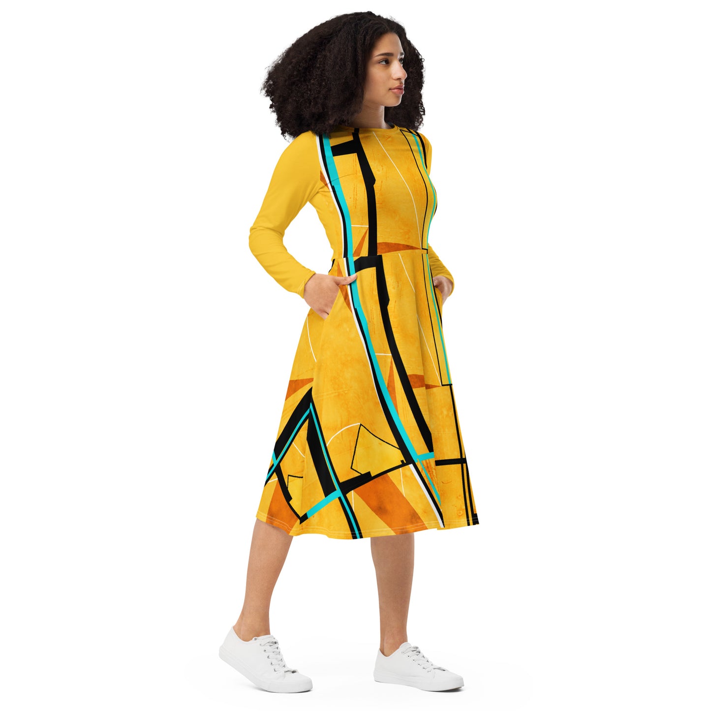 Long Sleeve Midi Dress (Abstract Chic collection)