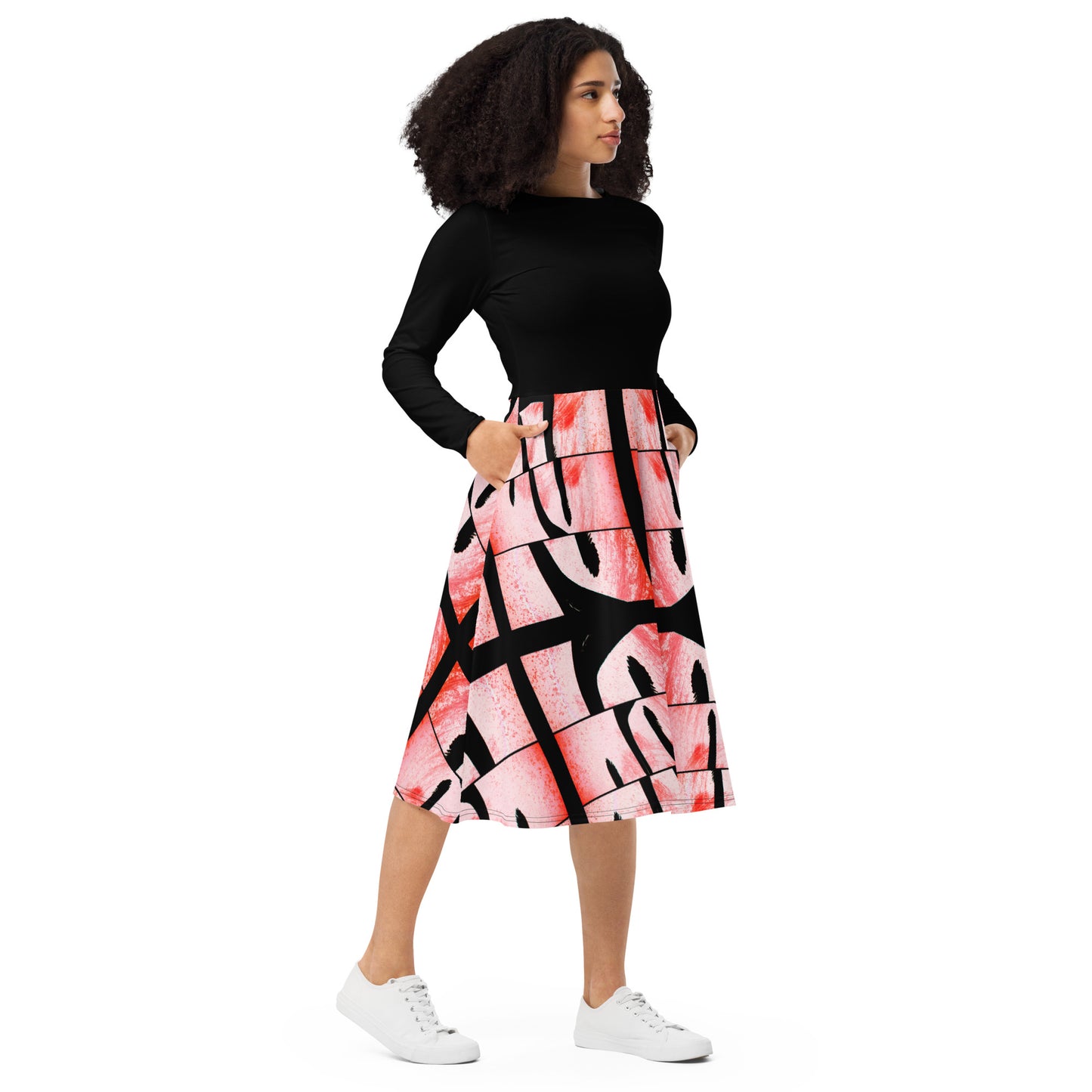 Long Sleeve Midi Dress (Abstract Chic collection)