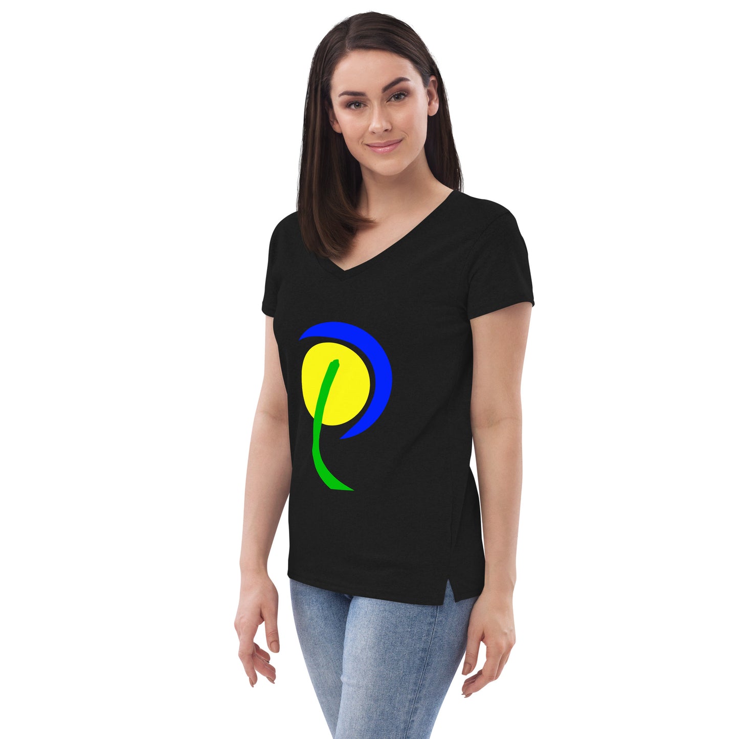 Women’s recycled v-neck t-shirt (Abstract Chic collection)