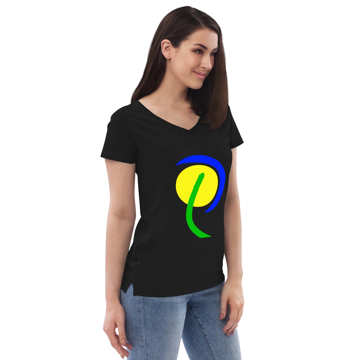 Women’s recycled v-neck t-shirt (Abstract Chic collection)